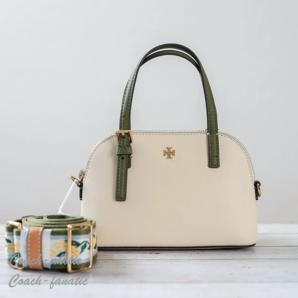 NWT Tory Burch 157887 Emerson Color-Block Dome Satchel Leather Crossbody